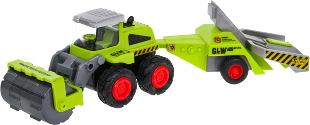 Gyerek traktor talajhengerrel és kertészeti utánfutóval 1:55