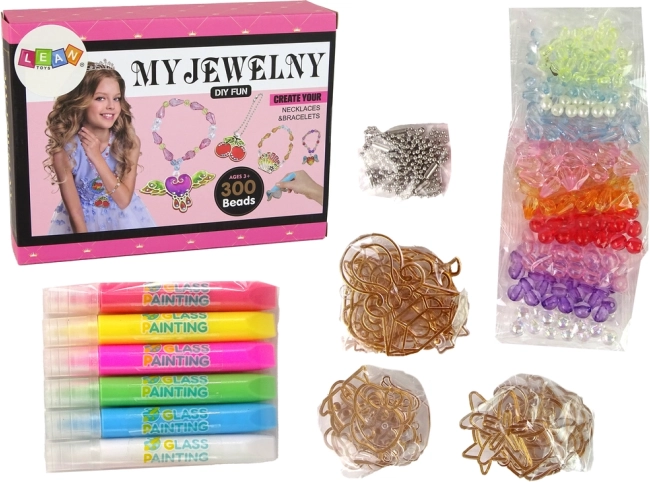 Ékszerkészítő DIY készlet filctollakkal és gyöngyökkel