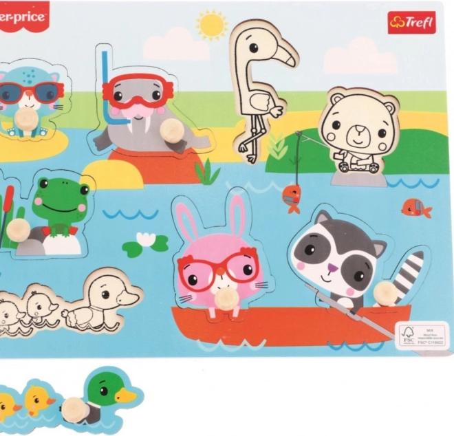 Fisher-Price Vízi Állatok Fa Illeszkedő Játék