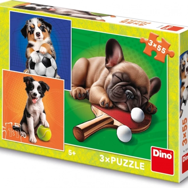 Puzzle Kutya sportolók 3×55 darab
