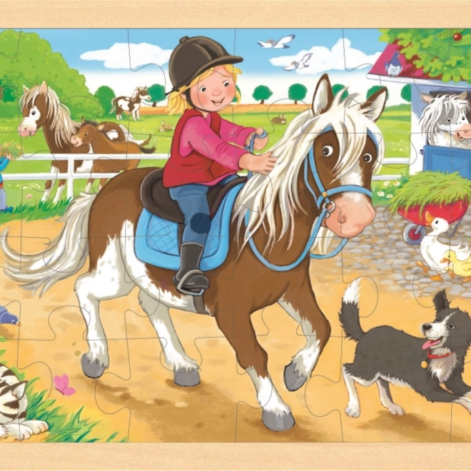 Fából készült puzzle Tanyasi póni Goki