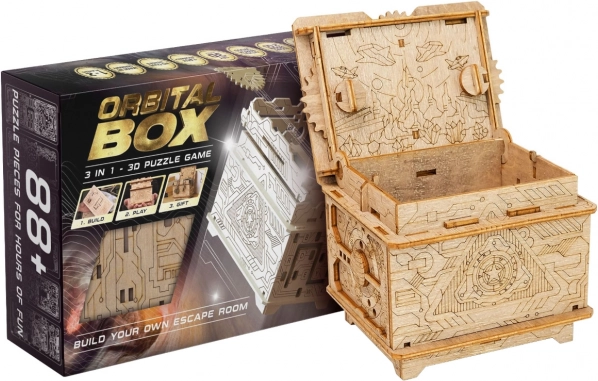 Fából készült mechanikus fejtörő ESCAPEWELT ORBITAL BOX – 3D építőkészlet