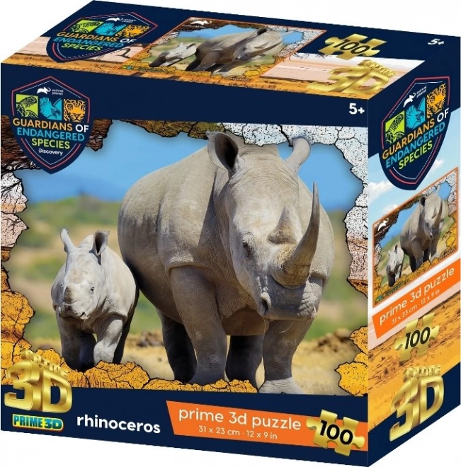 3D rinocérosz puzzle 100 darabbal