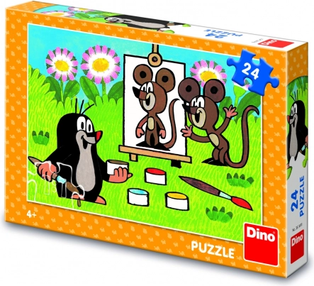 Krtek festőt játszik gyerek puzzle Dino 24 darabos
