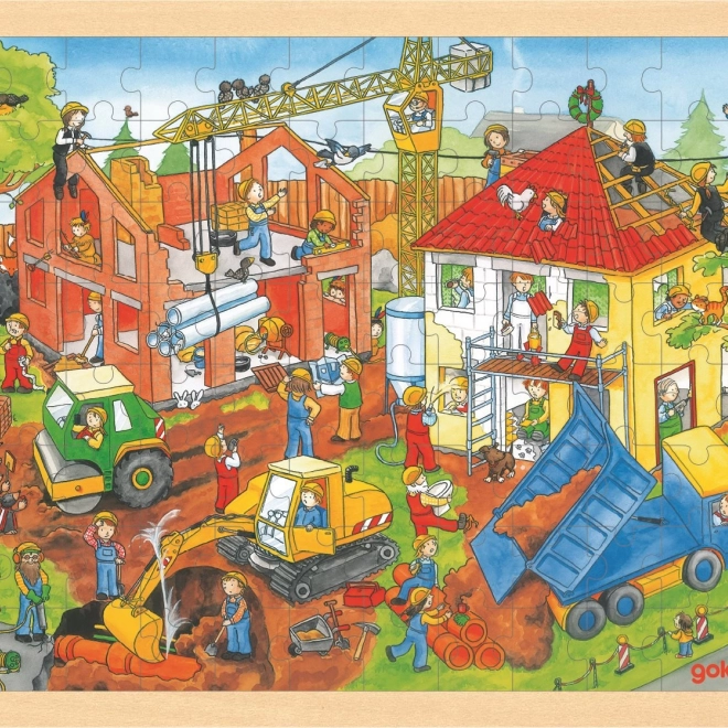 Goki fa puzzle Építkezésen 96 darab