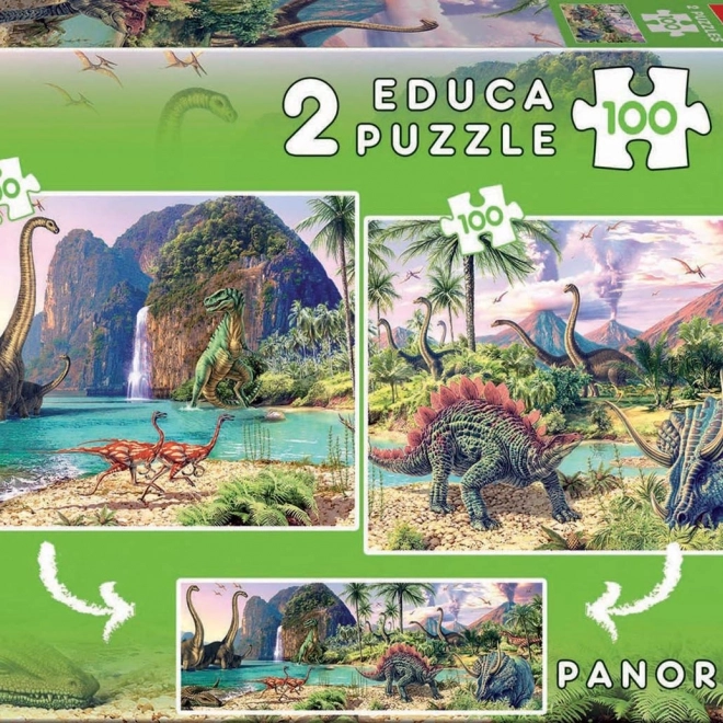 panoráma puzzle dinoszaurusz világ 2×100 darab