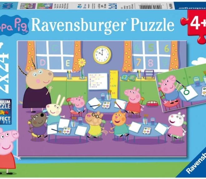Ravensburger Peppa malac puzzle 2×24 darab – osztályterem