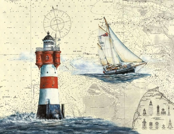 RAVENSBURGER 2000 darabos puzzle – vitorlások és világítótorony