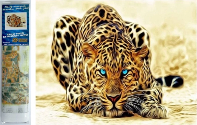 Gyémántfestés – lesben álló leopárd 30 × 40 cm