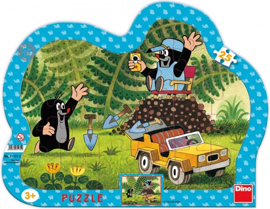 Puzzle Dino Kisvakond sárga autóval
