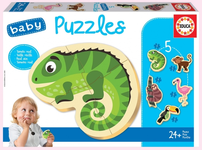 Gyermek puzzle trópusi állatok 5 az 1-ben (3–5 darab) EDUCA