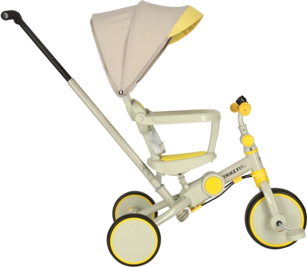 Sárga-fekete Trike Fix V4 háromkerekű kerékpár napellenzővel – Sárga-szürke