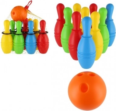Műanyag bowling bábuk 21 cm – 10 darabos készlet hálóban