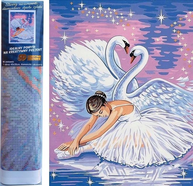 Gyémántfestés Hattyúk tava 30 × 40 cm