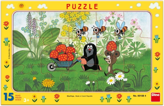Dino papír puzzle Kisvakond kiránduláson, 15 darab