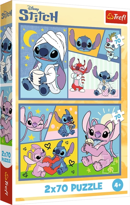 Puzzle 2x70 - Disney Lilo és Stitch - Nincs unalom Stitch-csel
