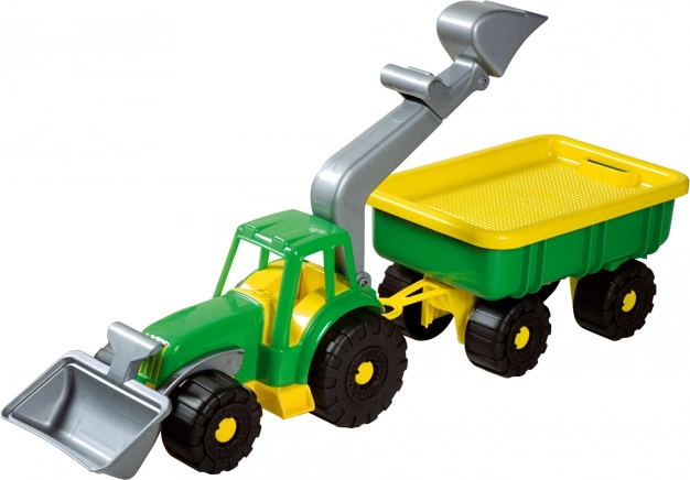 Androni Traktraktor rakodó utánfutóval Power Worker hossza 58 cm – Zöld