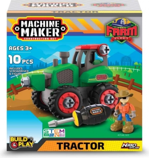 MACHINE MAKER – mezőgazdasági gépek építőkészlete – farm, csavarozós szett 3 éves kortól