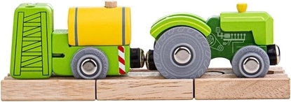 Bigjigs Rail traktor pótkocsival – zöld