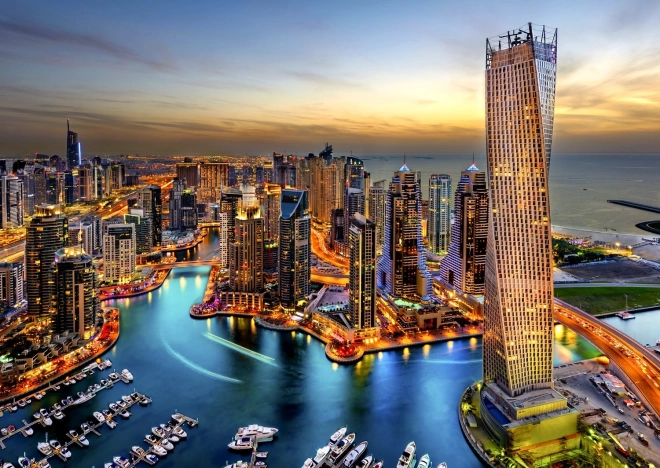 Puzzle Dubaji kikötő éjjel 1000 darab