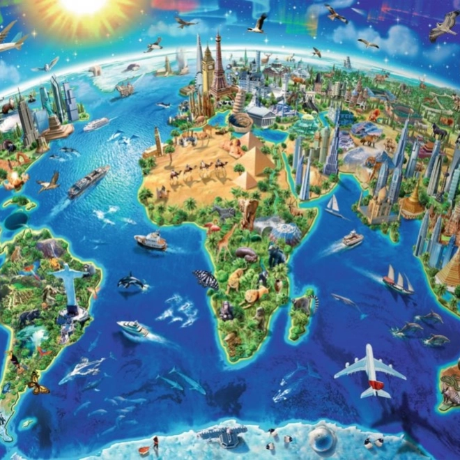 Ravensburger puzzle a világ nevezetességeinek térképe XXL 300 darab