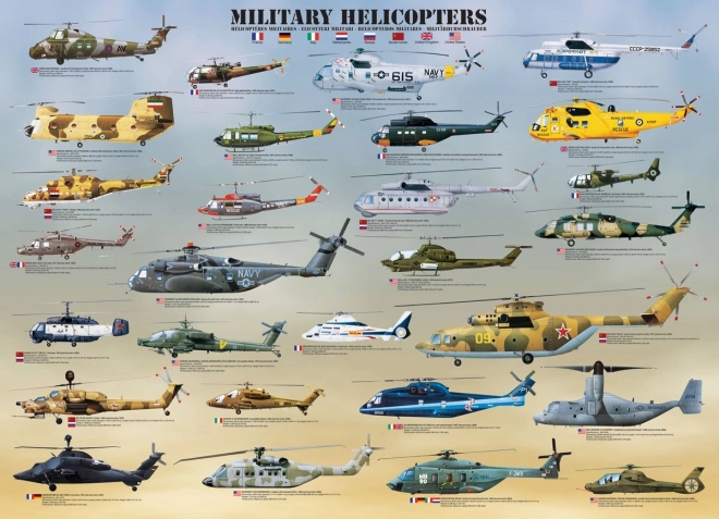 Puzzle Katonai Helikopterek 1000 Darab