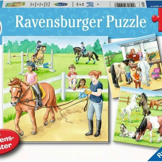 RAVENSBURGER puzzle Lóistállóban töltött nap 3×49 darab