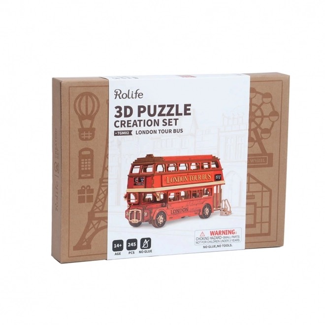 3D fa puzzle londoni emeletes busz