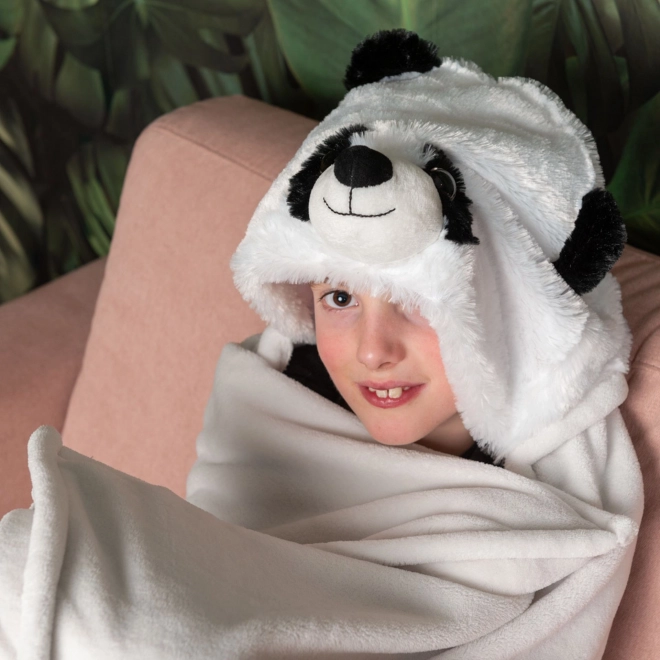 Cozy Noxxiez panda kapucnis meleg takaró mancsmintás zsebekkel