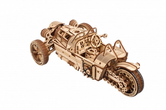 3D mechanikus fa puzzle háromkerekű motor UGEARS