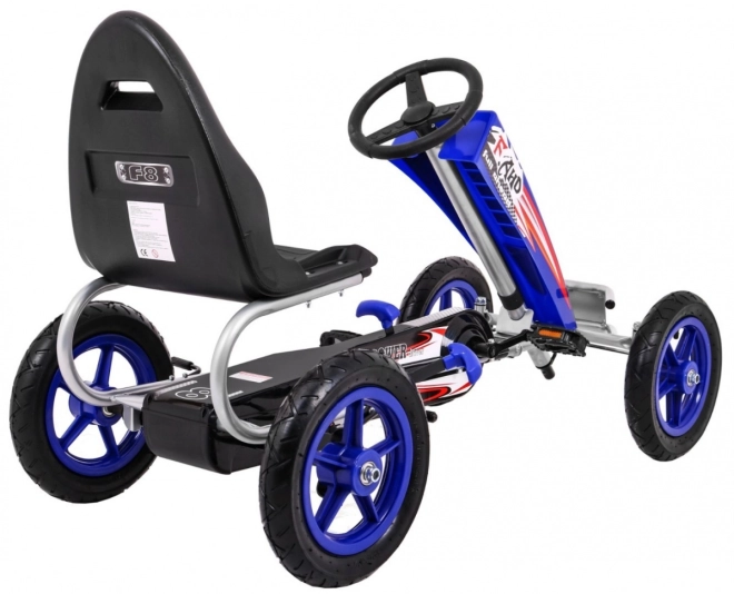 Gokart Full Ahead AIR pedálokkal gyerekeknek 3+ Kék + Ülésállítás + Felfújható kerekek + Kézifék