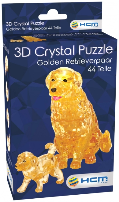 3D kristály puzzle - Golden Retriever és kölyke