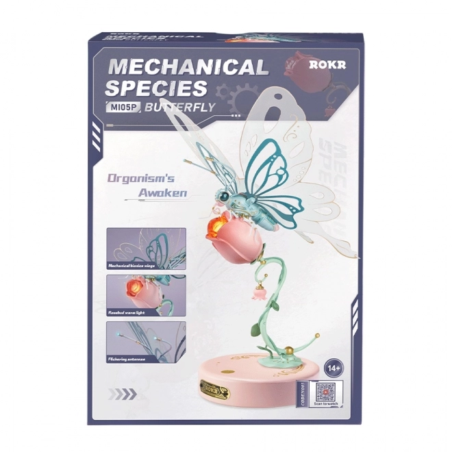 Rózsaszín pillangó mechanikus 3D puzzle