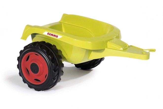 Zöld Claas pedálos traktor utánfutóval