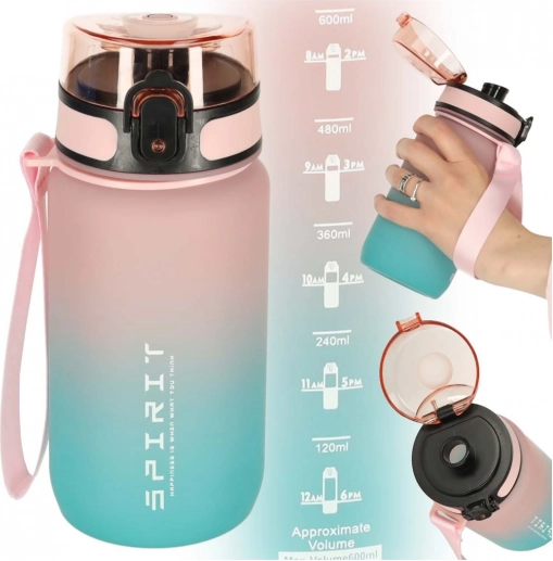 Sportvizes palack szívószállal 600 ml rózsaszín-kék