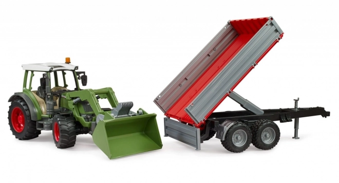Fendt Vario 211 traktor homlokrakodóval és billenő utánfutóval