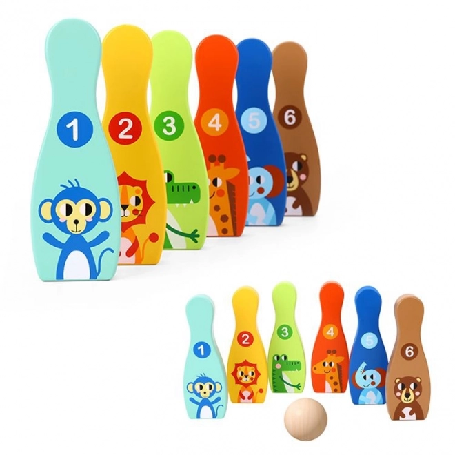 Tooky Toy állatos fa tekék gyerekeknek