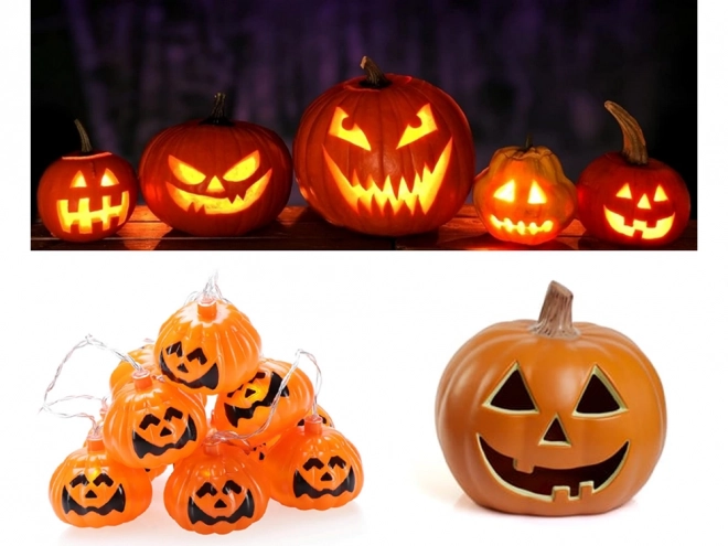 Halloween tök mintás LED-es fényfüzér 200 cm