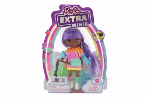 Barbie extra mini baba színes pulóver/lila haj