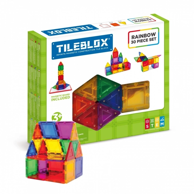 Tileblox szivárványos mágneses építőkészlet táblával