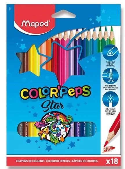 Ergonomikus színes ceruzák 18 db - MAPED Color'Peps