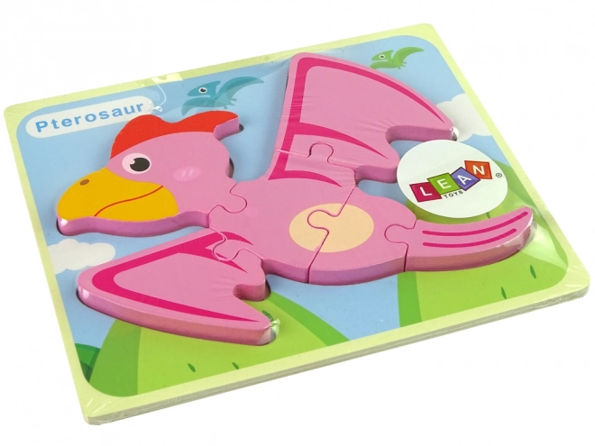 Fa dinoszaurusz puzzle pterodactyl rózsaszín és pliosaurus kék