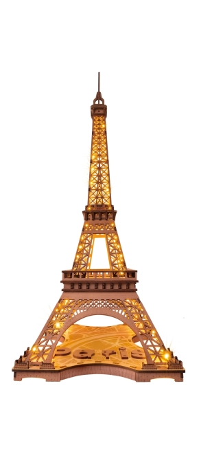 Éjszakai Eiffel-torony fénylő 3D fa puzzle