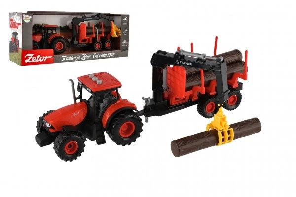 Zetor traktor pótkocsival és darukarral