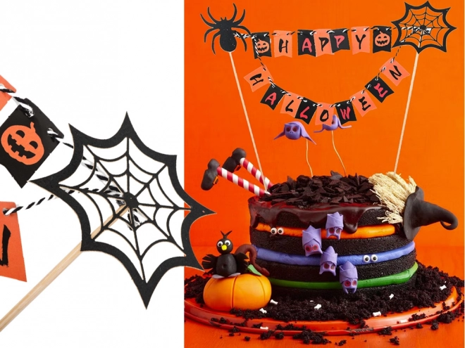 halloween torta dekoráció topper girland papírból