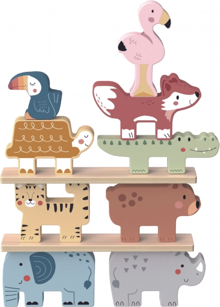 Montessori állat formájú fa kockák 9 db Tooky Toy-tól