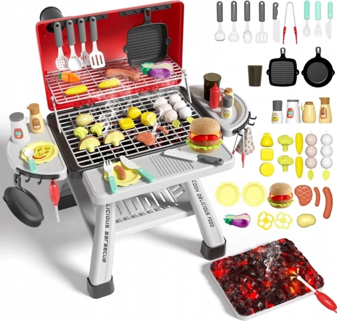 gyerek kerti grill WOOPIE gőzzel és LED-del, XL készlet 41 db