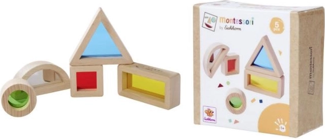 EICHHORN Montessori érzékelő kockák, 5 db, bükkfa