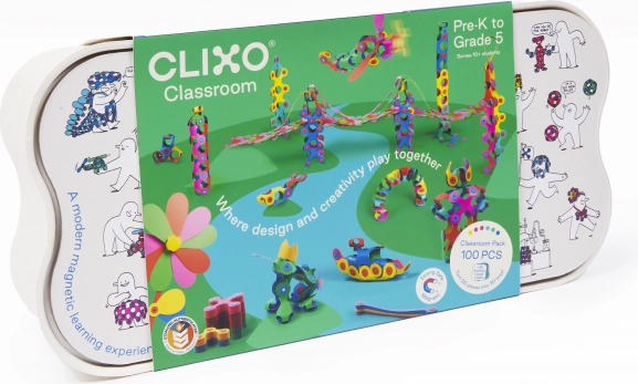Clixo mágneses építőkészlet 100 darabos osztálytermi készlet