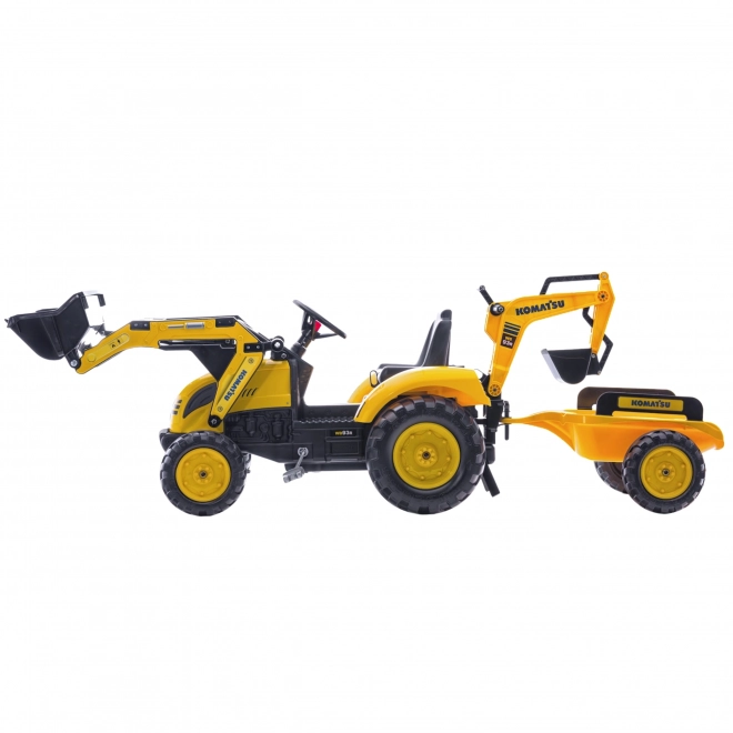 Komatsu pedál traktor elülső és hátsó kanállal és hengerrel
